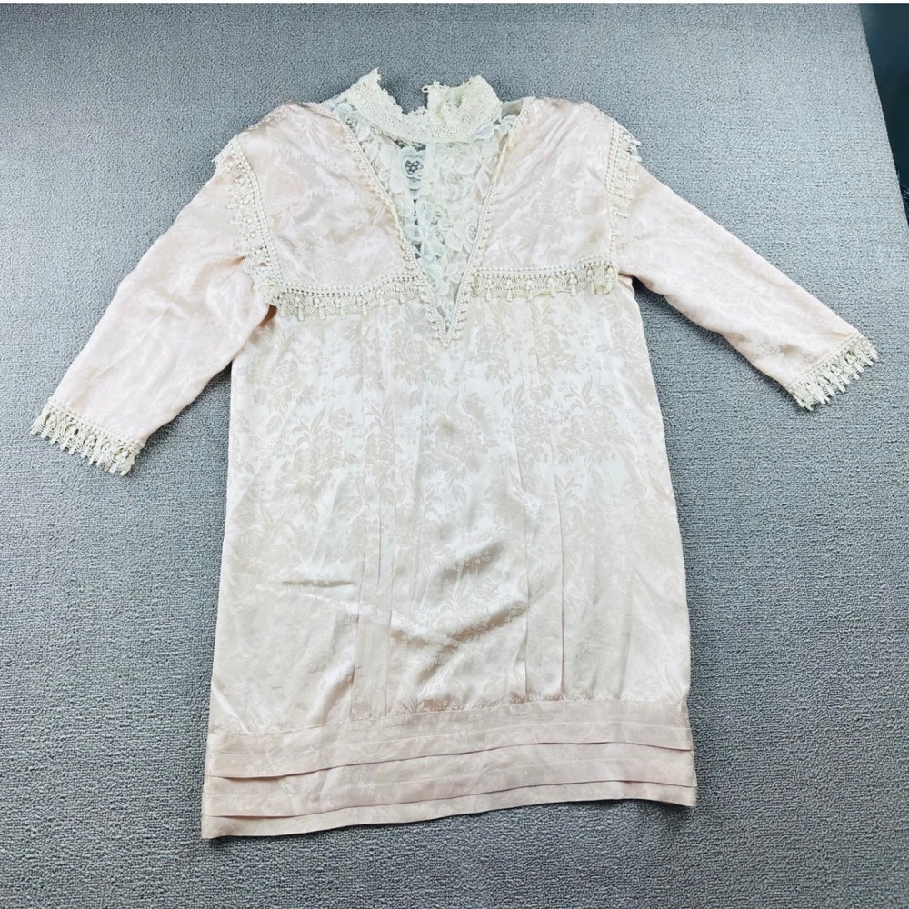 Vintage Jessica McClintock Dress Women 10 Pink Silk USA Victorian Revival 80s